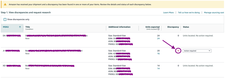 FBA Shipment with discrepancy
