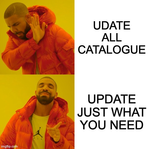 Update the whole catalog? No. Update just what you need? Yes.