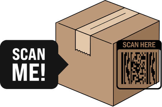 Box with barcode to scan